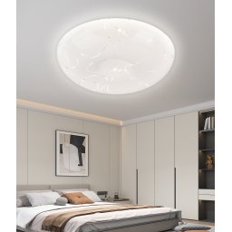 Plafoniera LED aplicata 35 cm, 32W, 3 temperaturi, alb, metal si acril