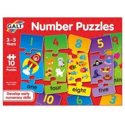 Puzzle educativ cu numere Galt, 10 puzzle-uri a cate 3 piese