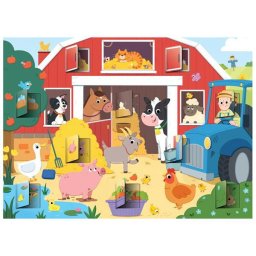 Puzzle educativ cu surprize la ferma, 20 piese, ferestre interactive
