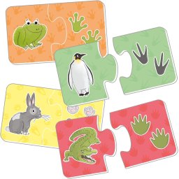 Puzzle educativ de asociere cu animale si urmele lor, 22 piese, 3 ani+