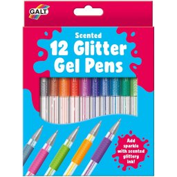 Set 12 pixuri cu gel cu sclipici parfumate pentru scris si desen