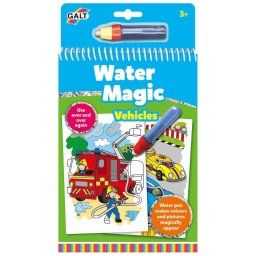 Carte de colorat cu apa reutilizabila Vehicule, cu stilou magic, 3+
