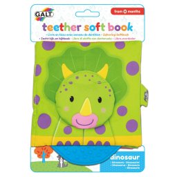 Carticica textila pentru bebelusi Dinozaur cu inel de dentitie