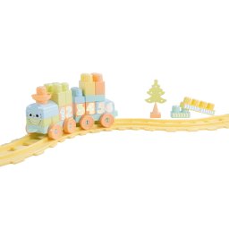 Set de constructii cu trenulet, 36 piese pastel, pentru copii 18 luni+