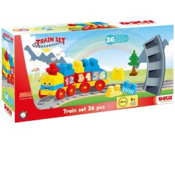 Set de constructii cu trenulet Dolu, 36 piese, pentru copii 18 luni+