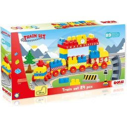 Set de constructie cu trenulet DOLU, 89 piese, pentru copii 18 luni+