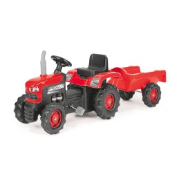Tractor cu remorca pentru copii DOLU, cu pedale si claxon, rosu