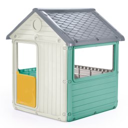 Casuta pentru copii cu tablita de desen, interior-exterior, pastel