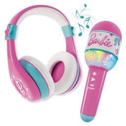 Set casti si microfon Bluetooth Barbie pentru karaoke copii