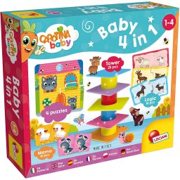 Joc educativ de logica 4 in 1 cu animalute pentru copii 1-4 ani