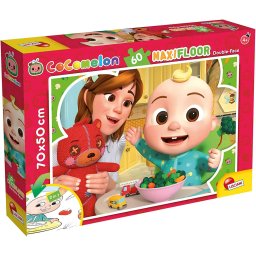 Puzzle de colorat maxi Cocomelon la masa, fata-verso, 60 piese