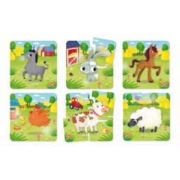 Puzzle educativ La ferma, 24 piese, 6 imagini, copii 1-4 ani