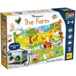 Joc tactil Montessori cu puzzle maxi Ferma pentru copii 3 ani+