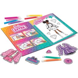 Carte de colorat Barbie cu activitati creative, stickere si 8 markere