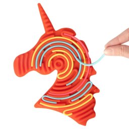 Jucarie senzoriala unicorn cu benzi din silicon pentru motricitate fina