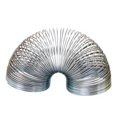 Jucarie Slinky din metal, model clasic din alama argintie, 3 cm