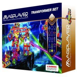 Joc de constructie magnetic MAGPLAYER cu 208 piese pentru modele 2D si 3D