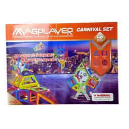 Joc magnetic de constructie MAGPLAYER, 46 piese, forme 2D si 3D