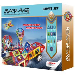 Joc de constructie magnetic MAGPLAYER, set 72 piese pentru copii 3+ ani