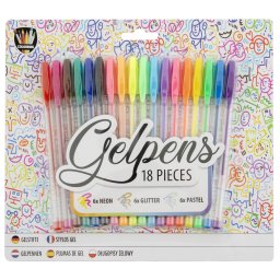 Set 18 pixuri cu gel colorate neon, pastel si glitter pentru desen