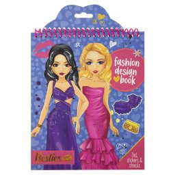 Carte cu abtibilduri Fashion Design albastra pentru fete 6+