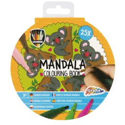 Carte de colorat cu mandale pentru copii, 25 file circulare, galben