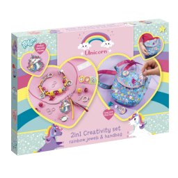 Set creativ 2 in 1 cu bijuterii si gentuta unicorn pentru copii