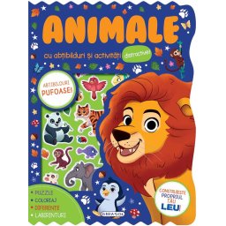 Abtibilduri pufoase cu animale si activitati distractive pentru copii 4+