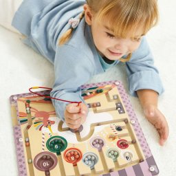 Puzzle labirint magnetic din lemn cu unicorn pentru copii 3 ani+