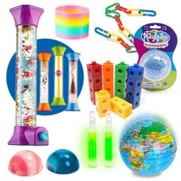 Kit jucarii senzoriale pentru copii, 8 piese educative si antistres