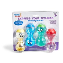 Clepsidre senzoriale cu emotii pentru copii, set 4 sticle interactive