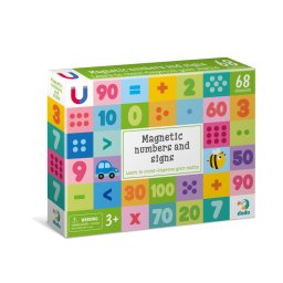 Set magnetic educativ cu numere si simboluri matematice, 68 piese, Dodo