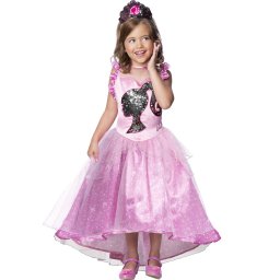 Costum carnaval Barbie Printesa pentru fete, cu rochie si tiara