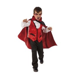 Costum de carnaval Dracula pentru copii, cu pelerina si vesta rosie
