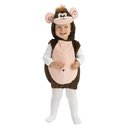 Costum de carnaval maimutica pentru copii, plusat, cu gluga si codita