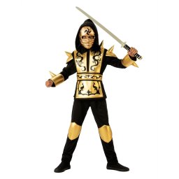 Costum carnaval ninja pentru copii Dragon Auriu cu masca si armura