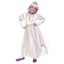 Costum de carnaval Printesa Curcubeu pentru copii, cu rochie si diadema