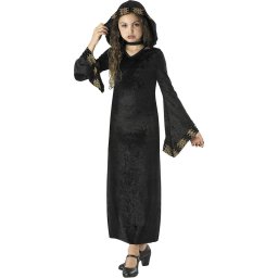 Costum de carnaval Regina Vampirilor pentru copii, cu gluga neagra