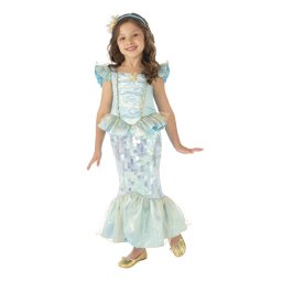 Costum de carnaval sirena pentru fete, albastru, cu bentita