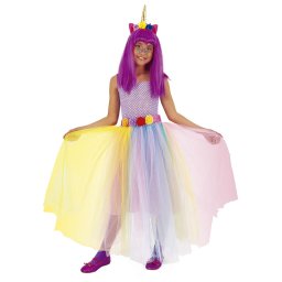 Costum de carnaval unicorn fermecator pentru fete, multicolor, 3-4 ani