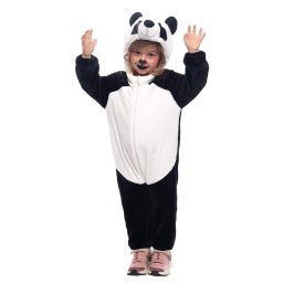 Costum de carnaval panda pentru copii, salopeta moale cu gluga si coada