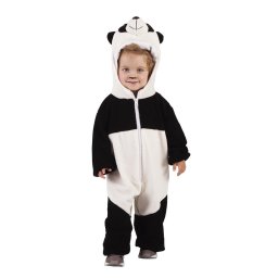 Costum de carnaval panda pentru copii, salopeta plusata cu gluga