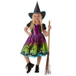 Costum de vrajitoare Ombre pentru fete, cu rochie si palarie de carnaval