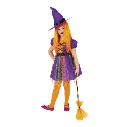 Costum de vrajitoare pentru copii mov cu palarie, Halloween si carnaval