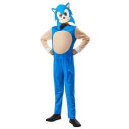 Costum de carnaval Sonic cu masca detasabila pentru copii, licentiat