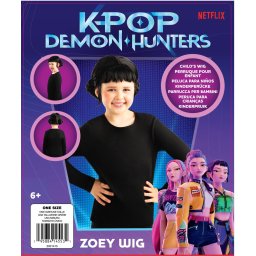 Peruca Zoey K-Pop Demon Hunters pentru copii, negru, marime unica