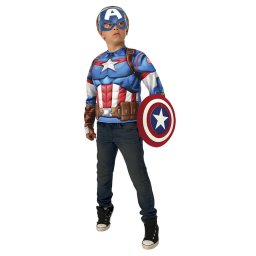 Costum Captain America pentru copii cu bluza, masca, scut si manusi