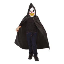 Set costum clovn pentru copii cu pelerina neagra si masca