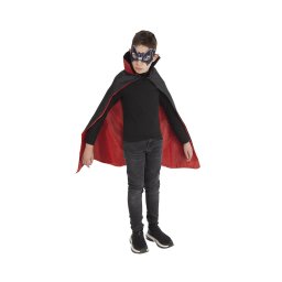Set costum vampir pentru copii cu pelerina negru-rosu si masca liliac