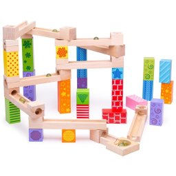 Joc Marble Run din lemn cu 53 piese pentru indemanare, copii 3 ani+